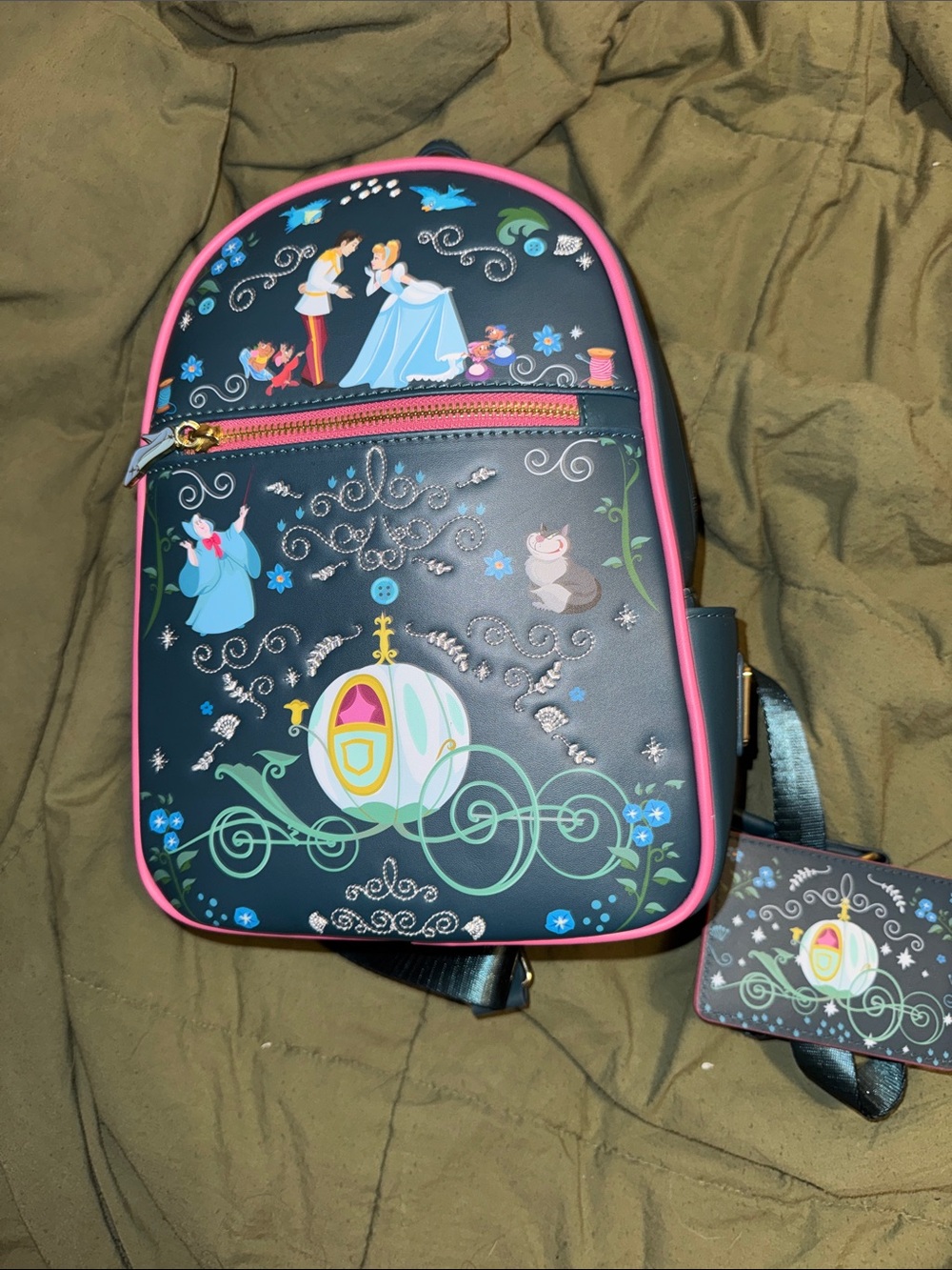 Loungefly Cinderella Mini Backpack in Navy and Pink